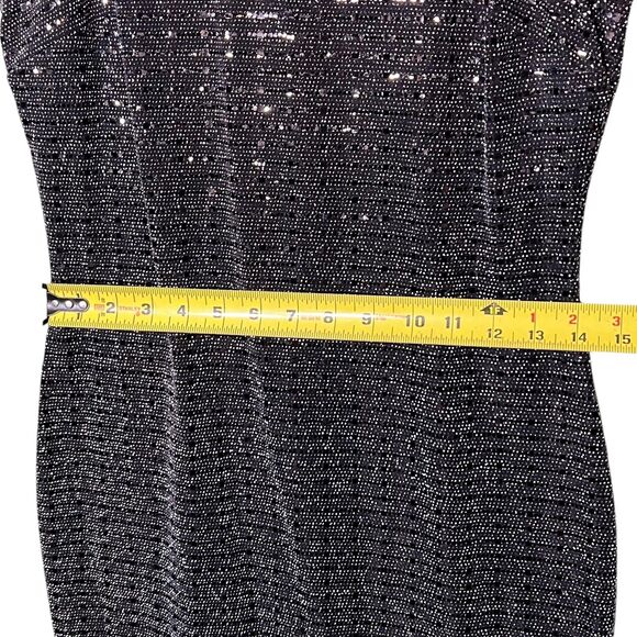 En Focus Studio Dress Womens 10 Black Silver Sequin Mock Neck Keyhole Cocktail - Picture 5 of 12